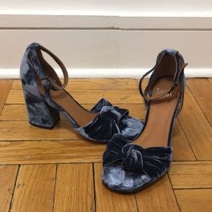 Sarto crushed velvet navy sandals